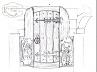 Дверь с ковкой и резьбой в скандинавском стиле