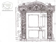 Эскиз центральной двери с растительным орнаментом в Славянском стиле