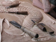 Хвост русалки - фрагмент резной кедровой двери по индивидуальному эскизу