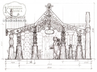 Эскиз выставочного павильона с резьбой из Кедра