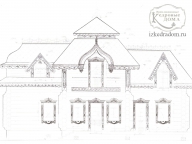 Эскиз центрального фасада дома в Русском стиле