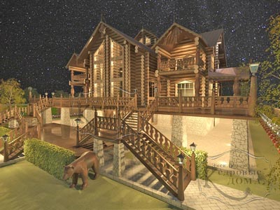 Элитный деревянный дом из кедра: 3D модель